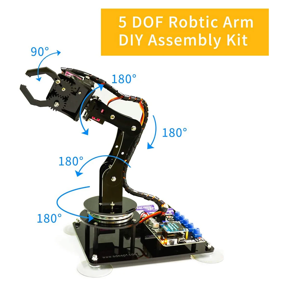 

Adeept Arduino Compatible DIY 5-DOF Robotic Arm Kit Stem Robot Arm Kit For Arduino UNO R3 For Children Kid Educational Toys Gift