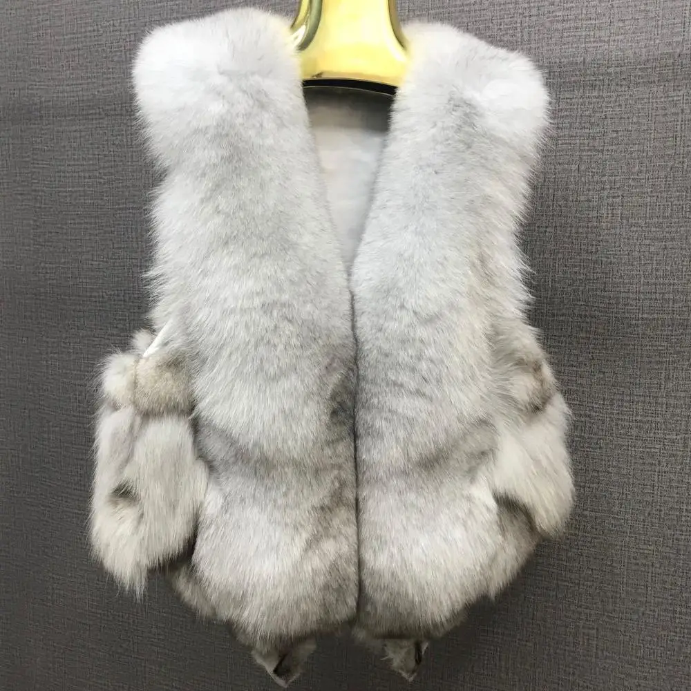 

Natural Real Fox Fur Vest 2020 Winter Fashion Fur Coat Fox Fur Jacket Female Real Vest Fur Coats H710