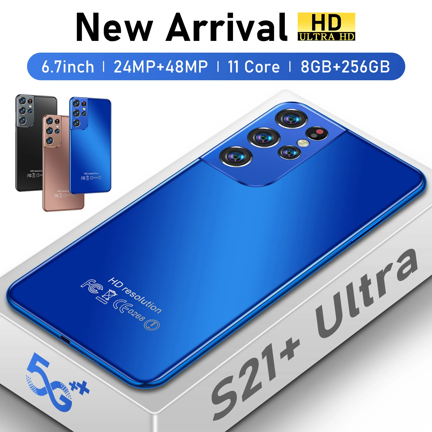 

New Arrival 2021 Galxy S21+ Ultra 6.7 Inch 24+48MP 6500mAh Strong 11 Core 5G Smartphones Face ID 256/512GB Andriod 11 Cellphones