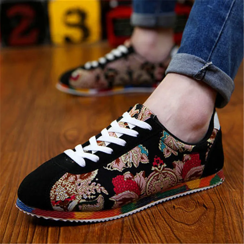 Летняя Тканевая обувь для мужчин Лоферы повседневные спортивные этнические