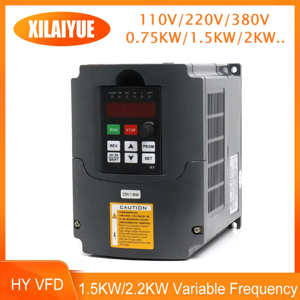 

1.5KW/2.2KW 110V/220V HY VFD Variable Frequency 3 Phase Inverter CNC Spindle Motor Speed Controller Drive 0-400Hz 3HP Output