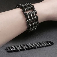 punk mens heavy chain bracelets bangles black biker bicycle motorcycle chain link bracelets for men stainless steel jewelry