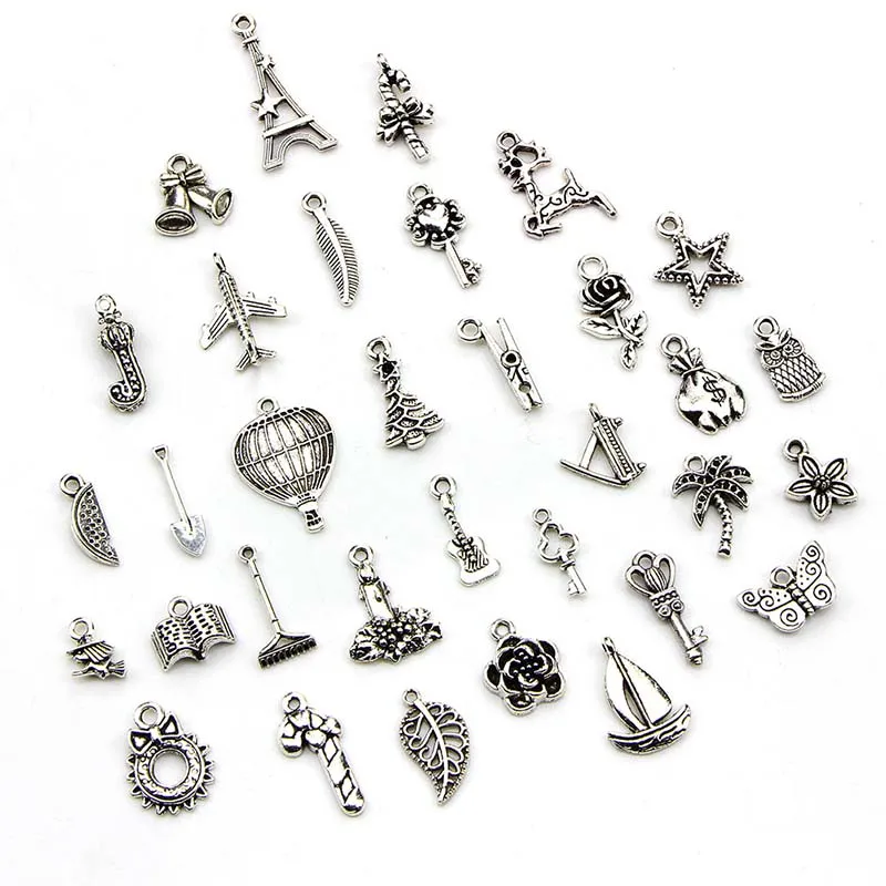 100 шт./компл. множество смешанных тибетских подвесок DIY серебряные ювелирные