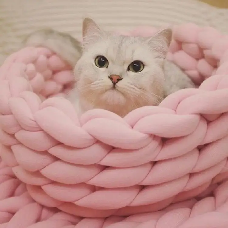 Кровать для питомца кошки DIY ядро пряжа кошки кровати дом Питомник для собаки ручного вязания массивная пряжа Войлок домашний коврик одеяло для кошек кровати