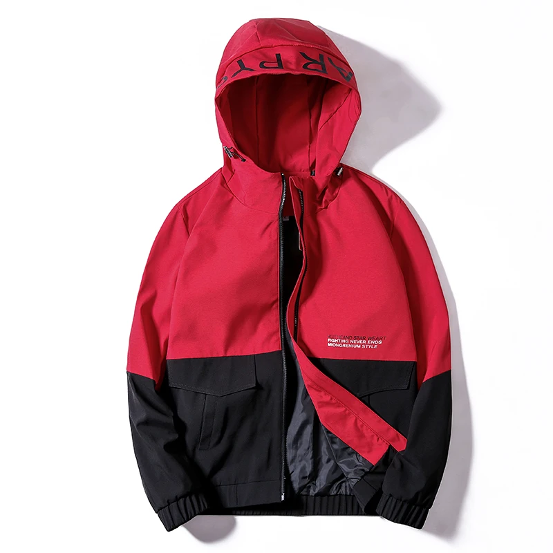 Мужская куртка с капюшоном Повседневная облегающая бомбер в стиле хип хоп модель