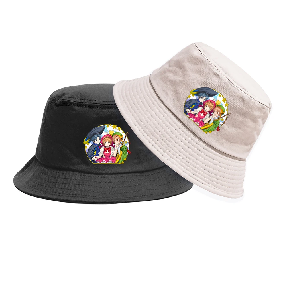 

Anime Card Captor Boonie Hat Bucket Hat Student Fisherman Hat Outdoor Cap Casual Summer Sun Cap Beach Hat Hip Hop Cap
