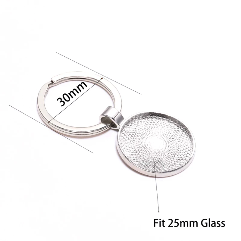 

5PCS Blank Keychain Pendant Base Handmade Key Chain Keyring Fit 25mm Glass Cabochon DIY Keyring Jewelry Finding Accessories