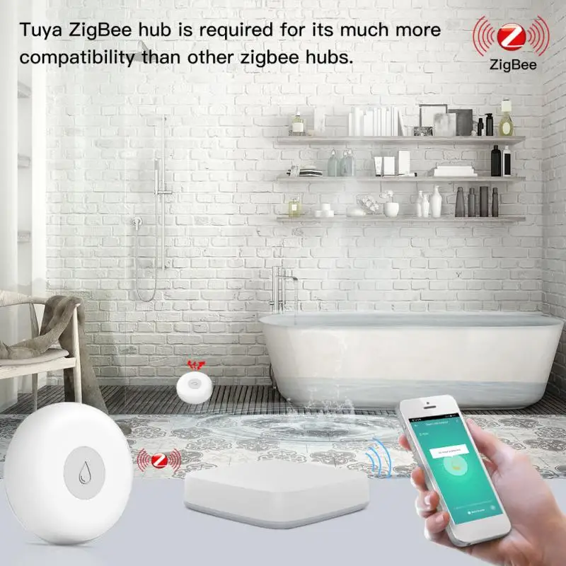 

Water Leakage Sensor Tuya Water Level Alarm Tank Detector Security Overflow Protection Tuya Smart Life App Home Remote Control