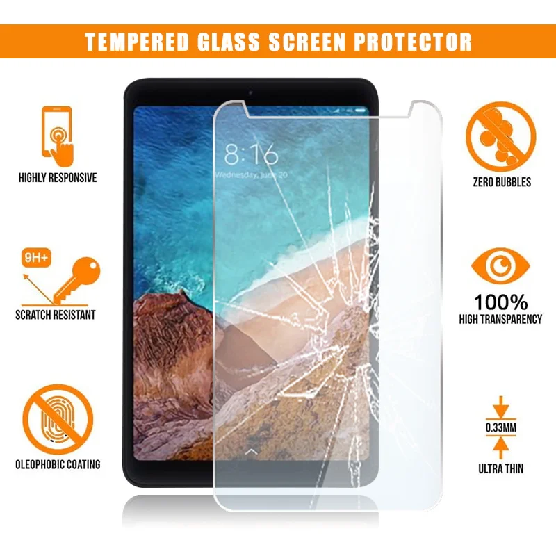 For Xiaomi Mi Pad 4 Wi-Fi Tablet Tempered Glass Screen Protector 9H Premium Scratch Resistant Anti-fingerprint Film Cover