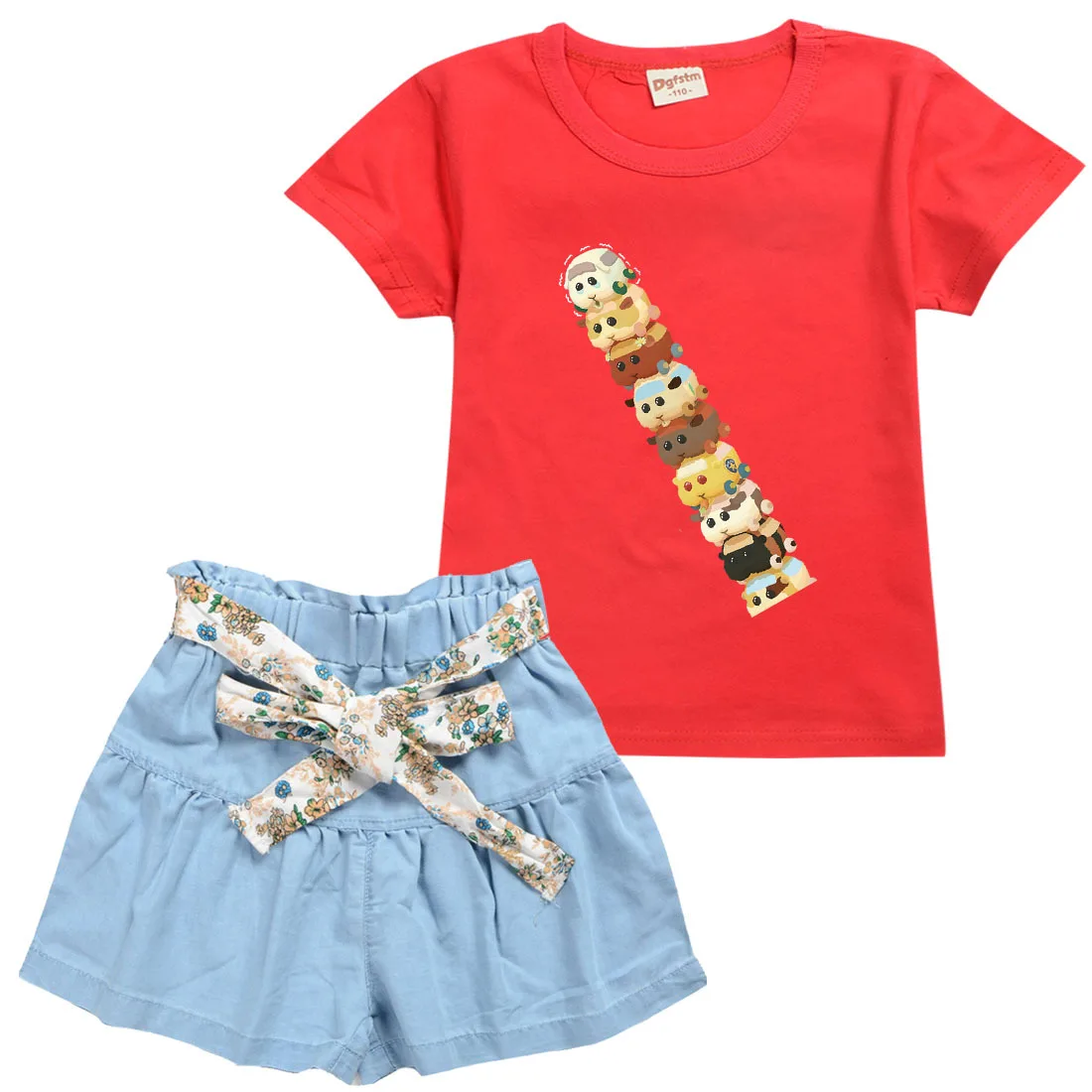 

Cool Kid Pui Pui Molcar Tshirt Boys Summer Clothes Fashion Graffiti Cartoon Short-sleeved T-shirt Denim Shorts Set Girls Outfits