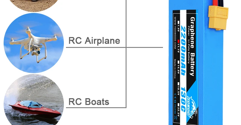 2PCS Yowoo Graphene 2S 3S 4S 6S Lipo Battery - 2200mah 2600mah 1300mah 1500mah EC3 T XT60 Plug 130C RC Airplanes Car Drone Parts 11 2PCS Yowoo Graphene 2S 3S 4S 6S Lipo Battery, 2PCS Yowoo Graphene 2S 3S 4S 6S Lipo