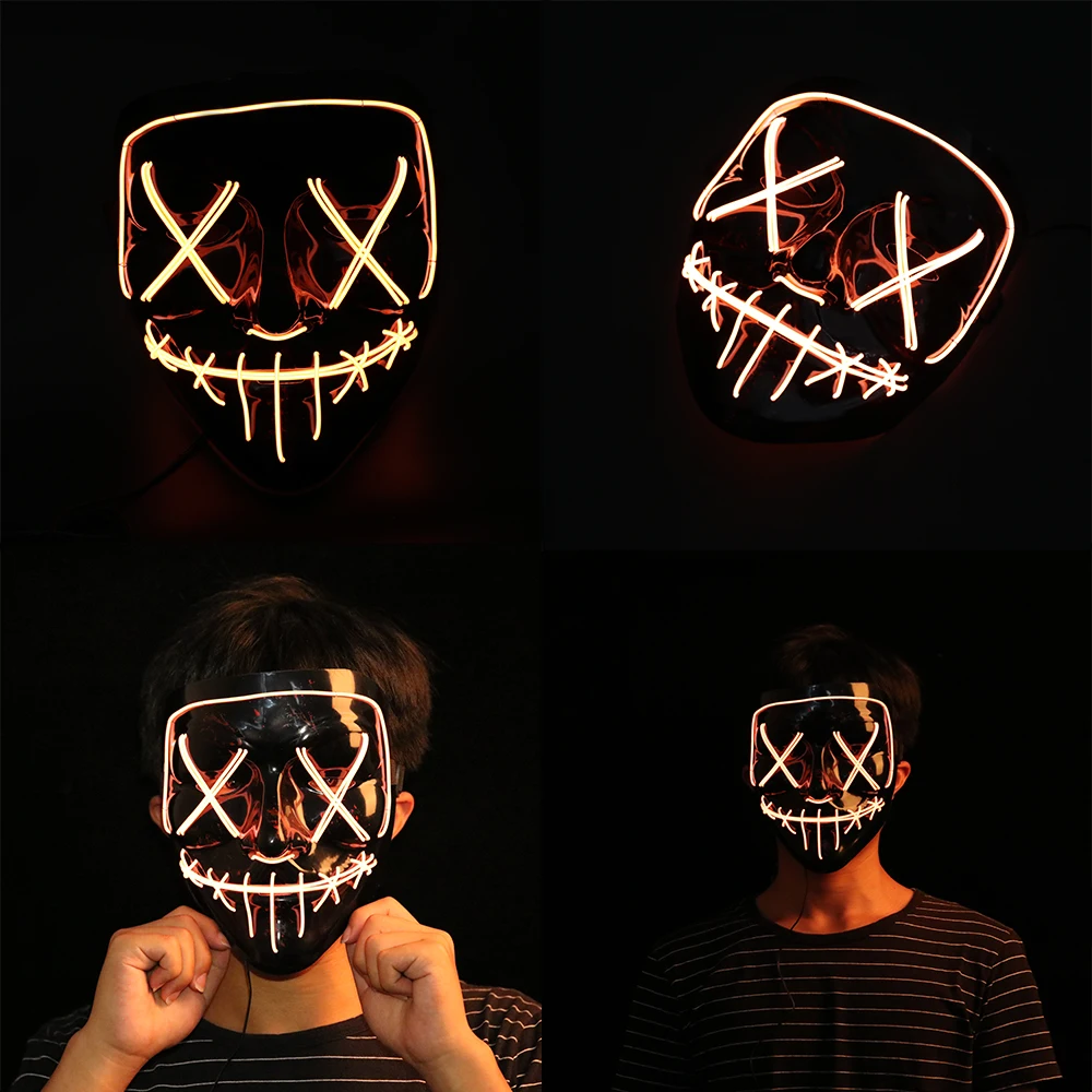 Светодиодная светящаяся маска на Хэллоуин дневные маскарадные костюмы маски