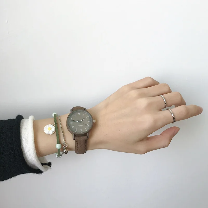 

Roma Number Retro Women Watches Ulzzang Brand Simple Ladies Wristwatches Fashion Casual Brown Vintage Leather Woman Quartz Watch