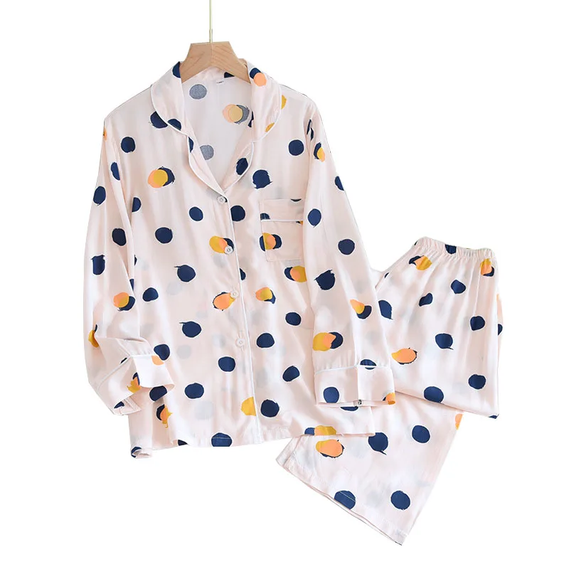 

Soft Pajamas Trouser Suits For Women Cotton Satin Pajama Sets Fashion Printed Sleepwear Female Home Suit Summer Loose Homewear