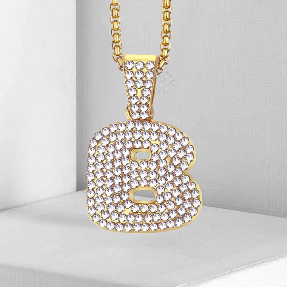 A-Z 26 Initials Pendant Necklace For Women Men Paved Rhinestone Letter Chain Gold Color Fashion Jewelry DGP398 | Украшения и