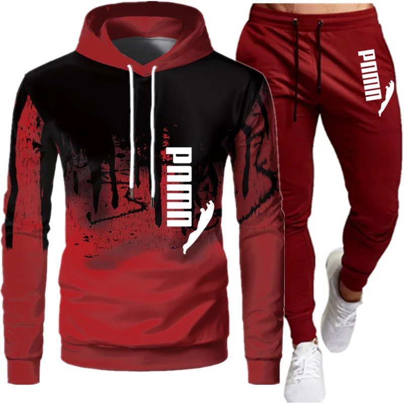

new men's hooded sweater Suit sportswear pullover sweater hoodie + sweatpants jogging men's casual sportswear S-4XL