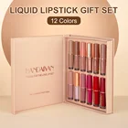 Набор жидких помад 12 цветов, стойкий нелипкий блеск для губ, мягкий пигментированный Макияж для губ, подарок для девушек и женщин
