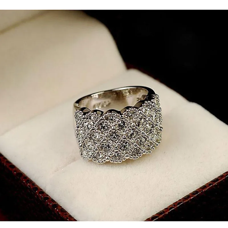 Австрийские хрустальные Широкие Свадебные кольца на палец для женщин с