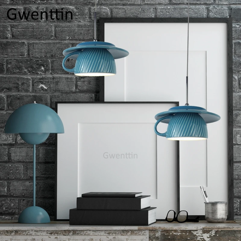 Керамика кафе чашки подвесной светильник для Обеденная бар Кухня светильники