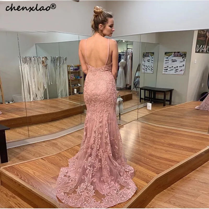 

Elegant Sexy Evening Dresses Spaghetti Straps Evening Gowns With Floral Lace Mermaid Formal Turkey Middle East Prom
