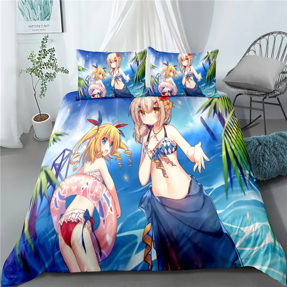 

Anime Azur Lane 3D Printed Bedding Set Duvet Covers Pillowcases Comforter Bedding Set Bedclothes Bed Linen