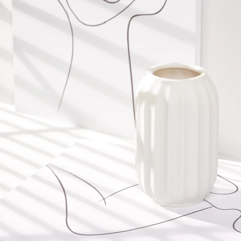 

Nordic Minimalist Ceramic Vase Creative Individuality Shape Nordic Living Room Home Decoration Flower Qrrangement Ornaments