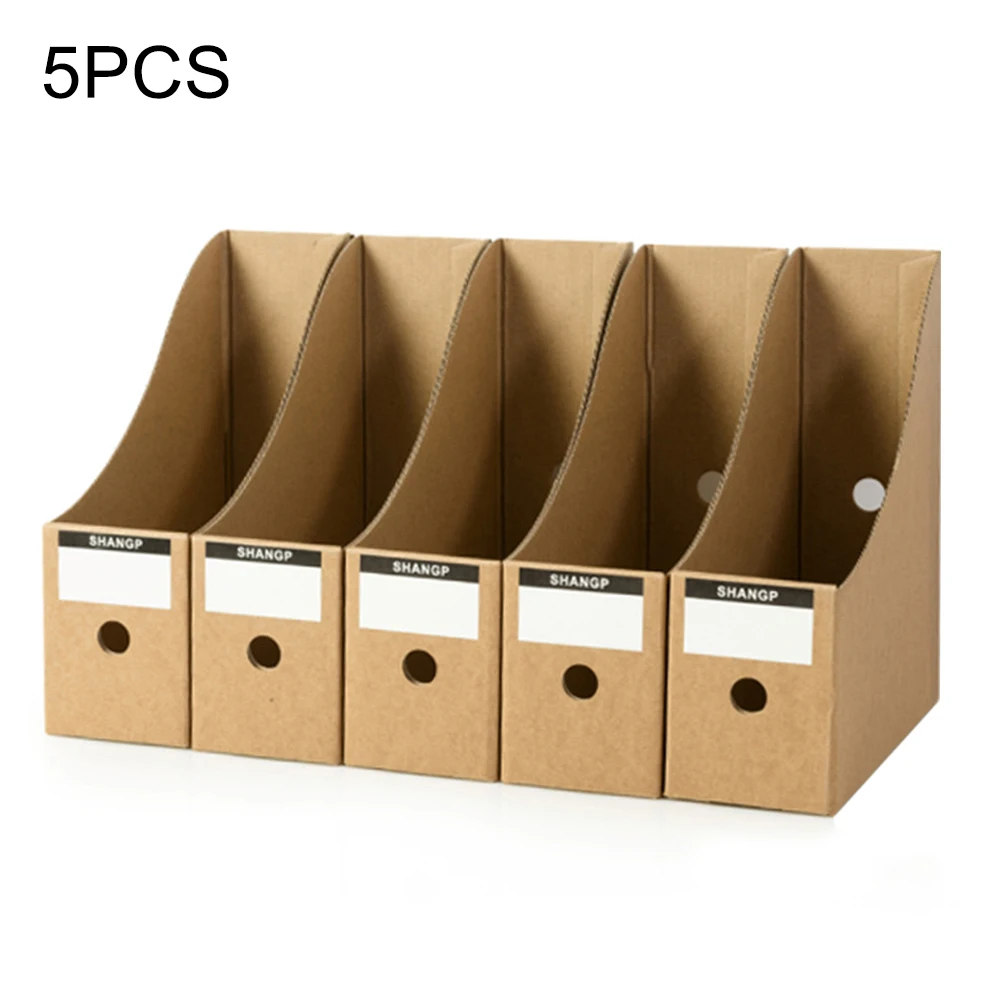 New 5 pcs/Set Stationery Storage Box Paper Magazine Document Rack Desk Organiser School Paperwork Office File Holder Foldable |