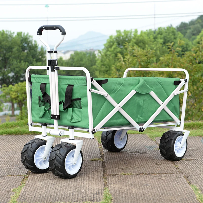 Outdoor Beach Bike Trailer Port Oxford Cloth Shopping Cart With 7 Inch PU Wheels Camping Cart Folding Wagon