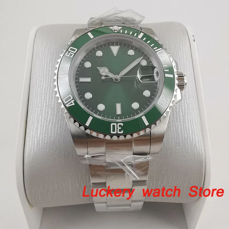

40mm no logo green dial luminous saphire glass green Ceramic Bezel Automatic movement men's watch-BA181