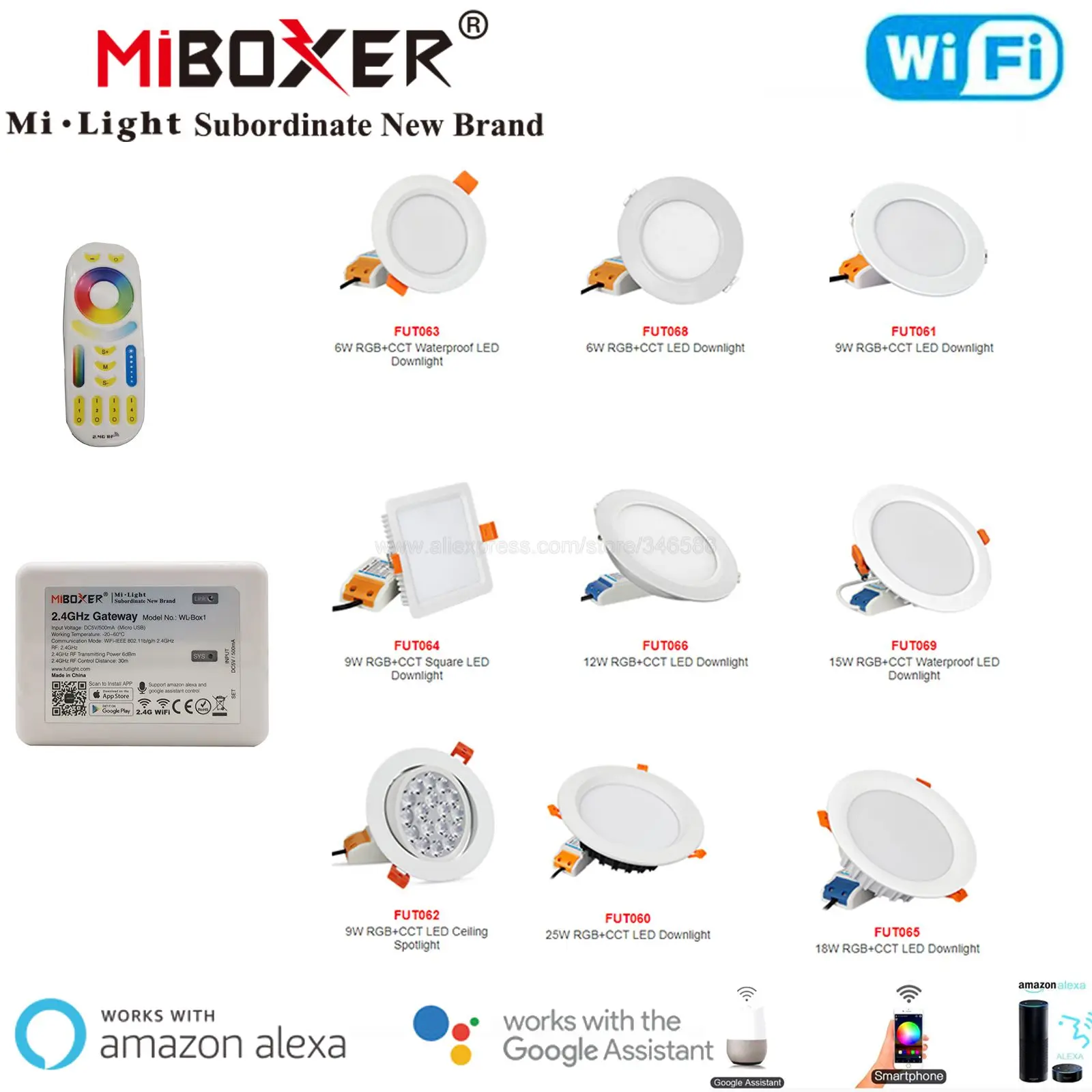 Светодиодный потолочный светильник Miboxer 2 4G 220 В переменного тока/В 6 Вт 9 12 15 18 25 RGBCCT