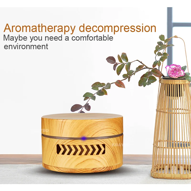 

KBAYBO Mini Aroma Diffuser Wood Grain Fragrance Air Purifier Essential Oil Diffuser Replaceable Battery Air Cleaner in Car Home
