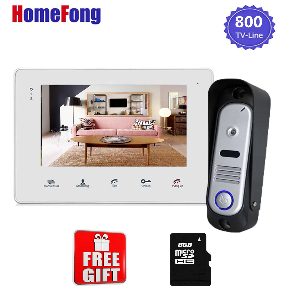 [Promotion]Homefong 7 Inch Video Intercom Door Phone Doorbell with Camera 1 Monitor Call Panel Unlock Talk Motion Record |