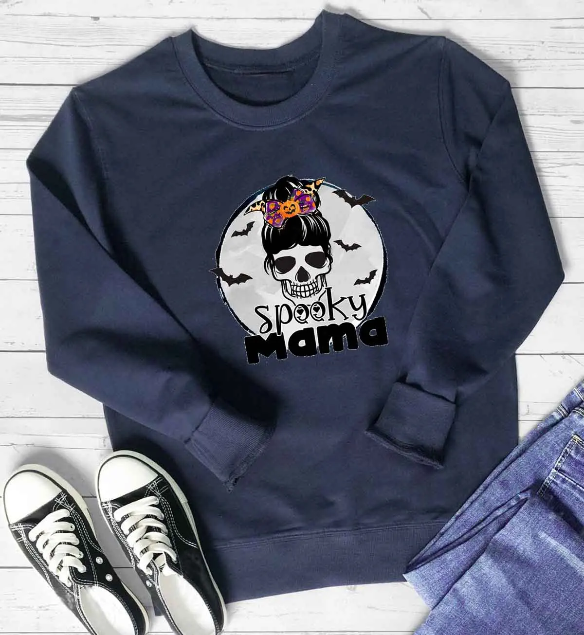 

Halloween Skull Spooky Mama sweatshirt horror unisex pure cotton gothic holiday gift women fashion mother gift pullovers tops
