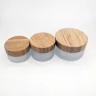 Матовая стеклянная банка для крема, 30 г, 50 г, 100 г, Экологичная бамбуковая крышка, крем для ухода за кожей