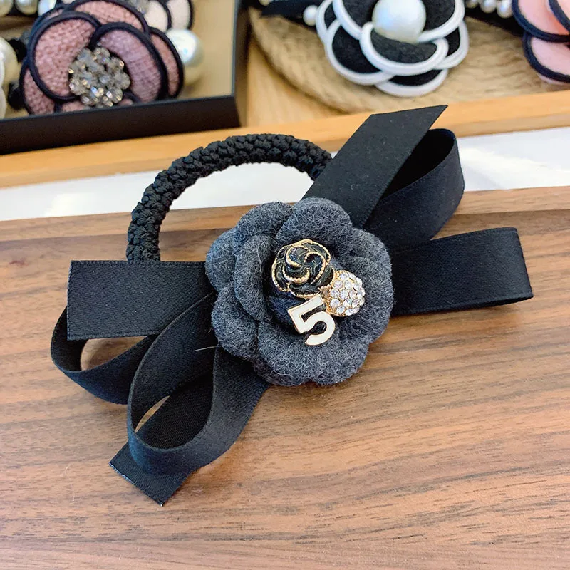 Женская эластичная резинка для волос тканевая лента с бантом и цветами камелии