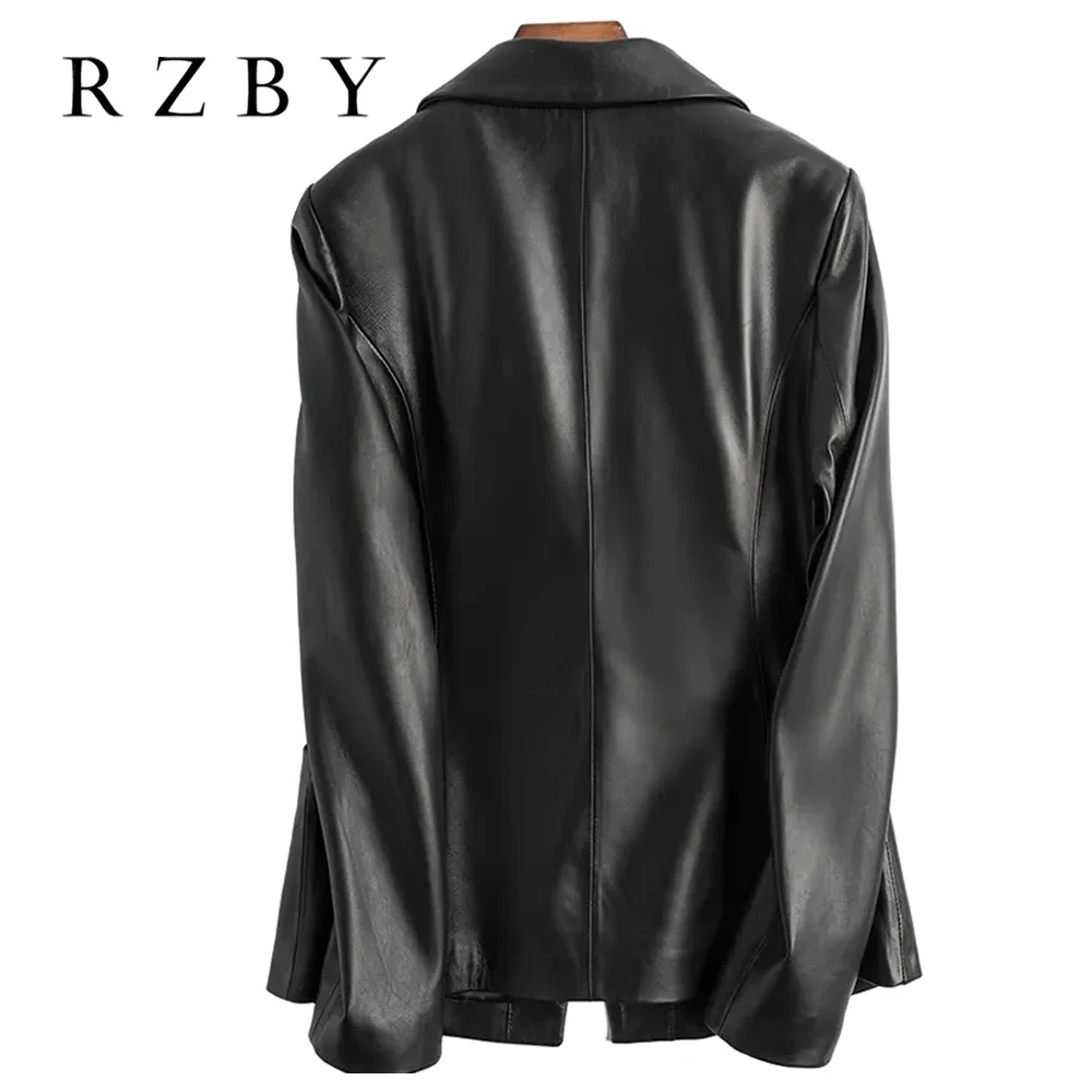 Женская Офисная куртка из натуральной кожи Элегантная 100% овечьей шкуры замши