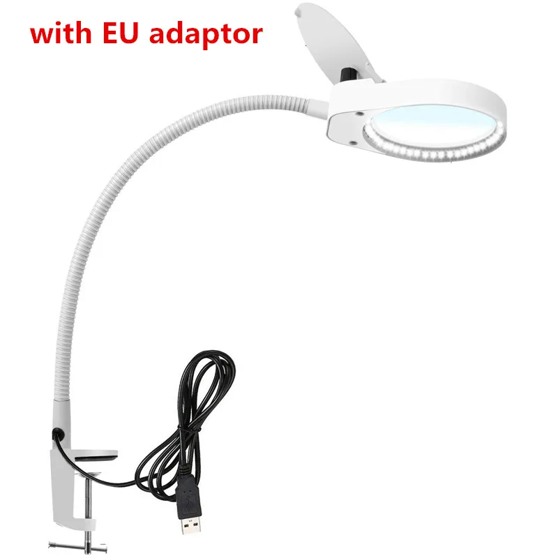 white EU plug 5X увеличительное стекло с регулируемое светодиодное освещение - Цвет: white EU plug