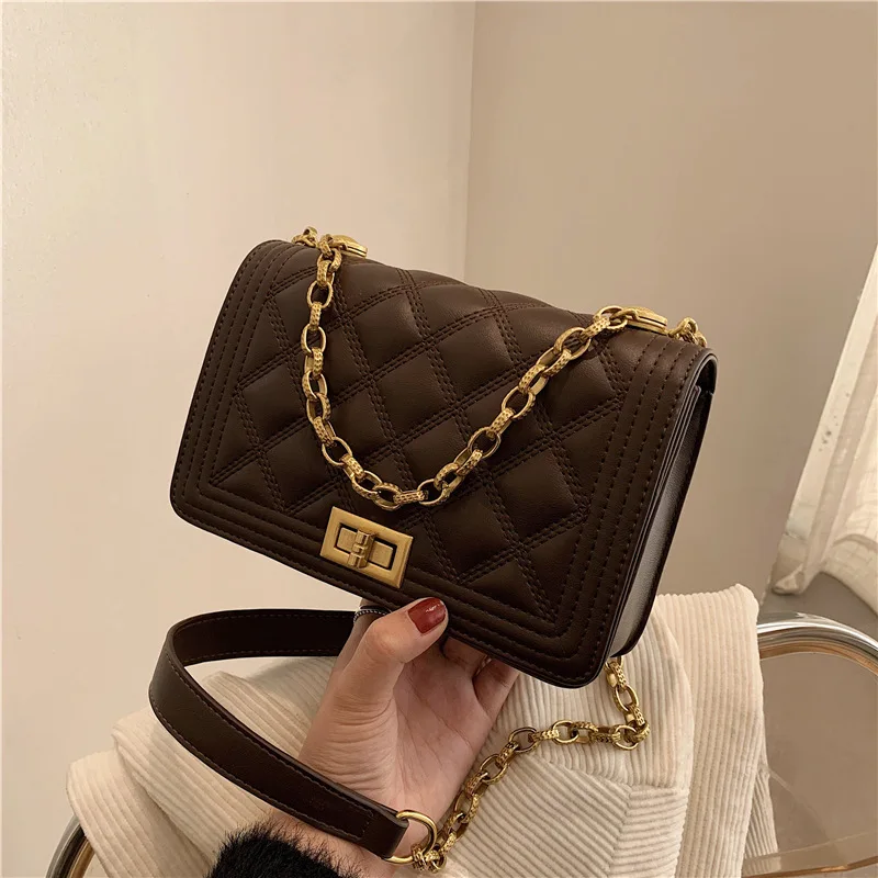 

2021 New Spring and Summer Ladies Chain Small Square Bag Western Style Rhombus Messenger Bag Women's Shoulder Bag Underarm Bag