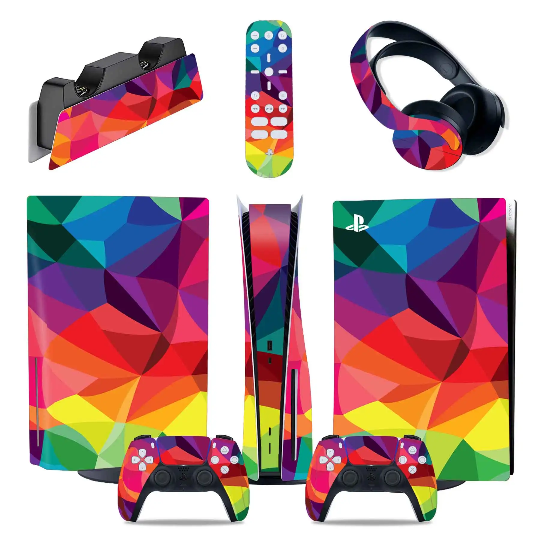 

PS5 Skin Sticker for Console and 2 Controllers Full Wrap Vinyl Decal Protective Cover Faceplate #0723