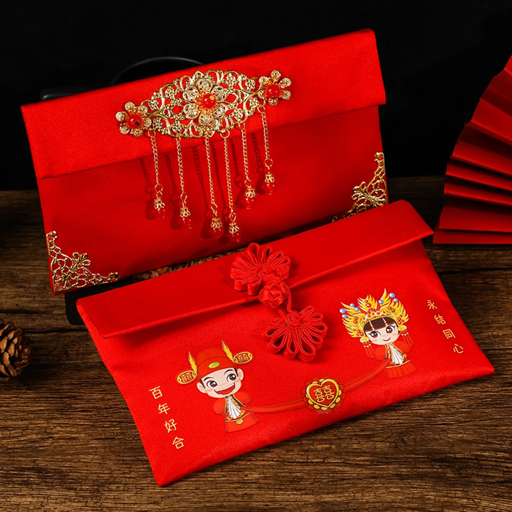 

New Year's Red Envelopes Chinese New Year Decorations 2022 Brocade Hongbao Embroidery Design Lucky Money Bag New Red Packet