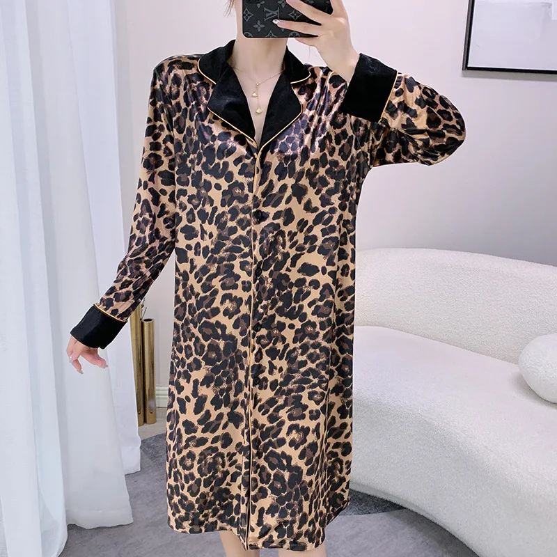 

Сексуальное женское нижнее белье с длинным рукавом, велюровая ночная рубашка, домашняя одежда, осенняя новая одежда для сна, домашняя одежд...