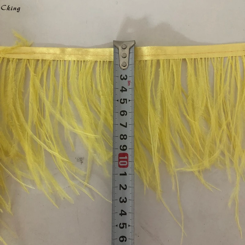 

10 Meters Yellow Dyed Natural Ostrich Feathers Trim 10-15CM 4-6" Real Feather Lace DIY Home Crafts Making Clothes Sewing Ribbons