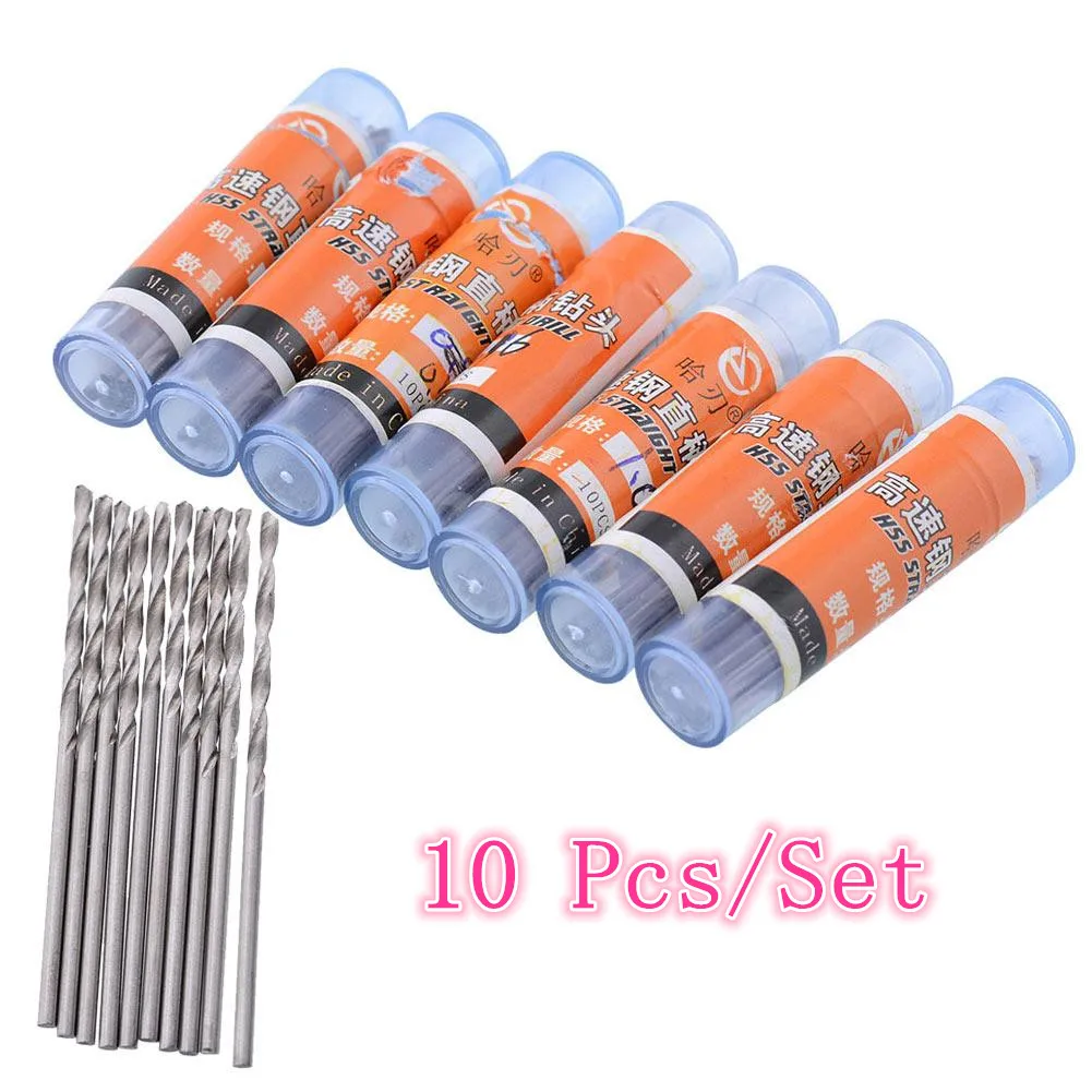 

Pro 10pcs 0.5-2.5mm Micro HSS Straight Shank Twist Drill Bits Set Kit