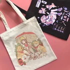 Женская сумка с принтом собаки, милая Аниме Сумка Сиба-ину, белая винтажная Холщовая Сумка y2k, сумка-шоппер Ulzzang в стиле панк, милая школьная сумка