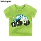 Unini-yun, модные хлопковые футболки для мальчиков и девочек с космическим кораблем, детские футболки с мультяшным принтом, детские топы, одежда, футболка, От 6 месяцев до 7 лет