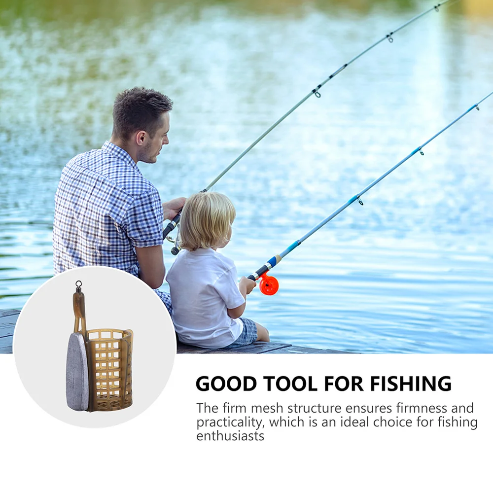 

2pcs Fishing Bait Cages Pure Lead Bait Cages Fishing Trap Baskets Fishing Tools