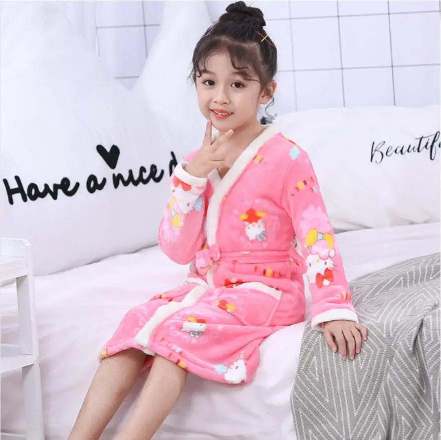 style 4 Модная детская одежда милый халат для девочки и мальчика детская одежда Фланелевое платье с длинным рукавом для мальчиков и девочек от 2 до 12 лет - Цвет: style 4