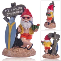 surfing gnome garden statue somewhere resin old gnome sculpture dwarf with surfboard figurines ornaments