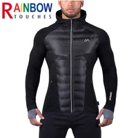 rainbowtouches new motorcycle jacket winter fitness sports training hooded jacket thickening short style leisure zipper men coat