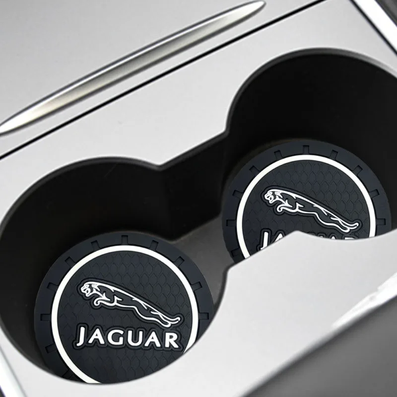 2pcs Car Emblem Anti-Slip Cup Holder Mat Pad For Jaguars XK Tijera Ropa Llavero F-TYPE V8 S XF XJ 13MY I-PACE XE C-X75 F-PACE | Автомобили